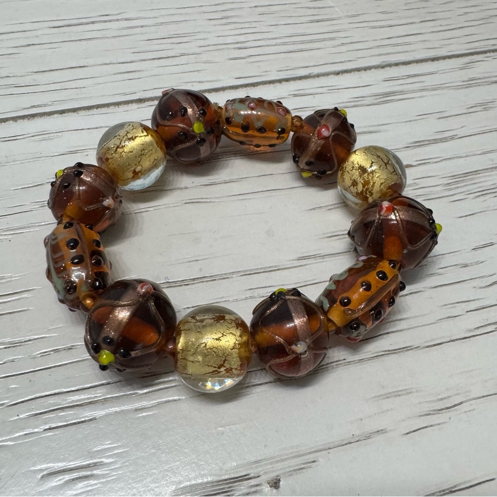 Elegant Gold and Brown Beaded Bracelet